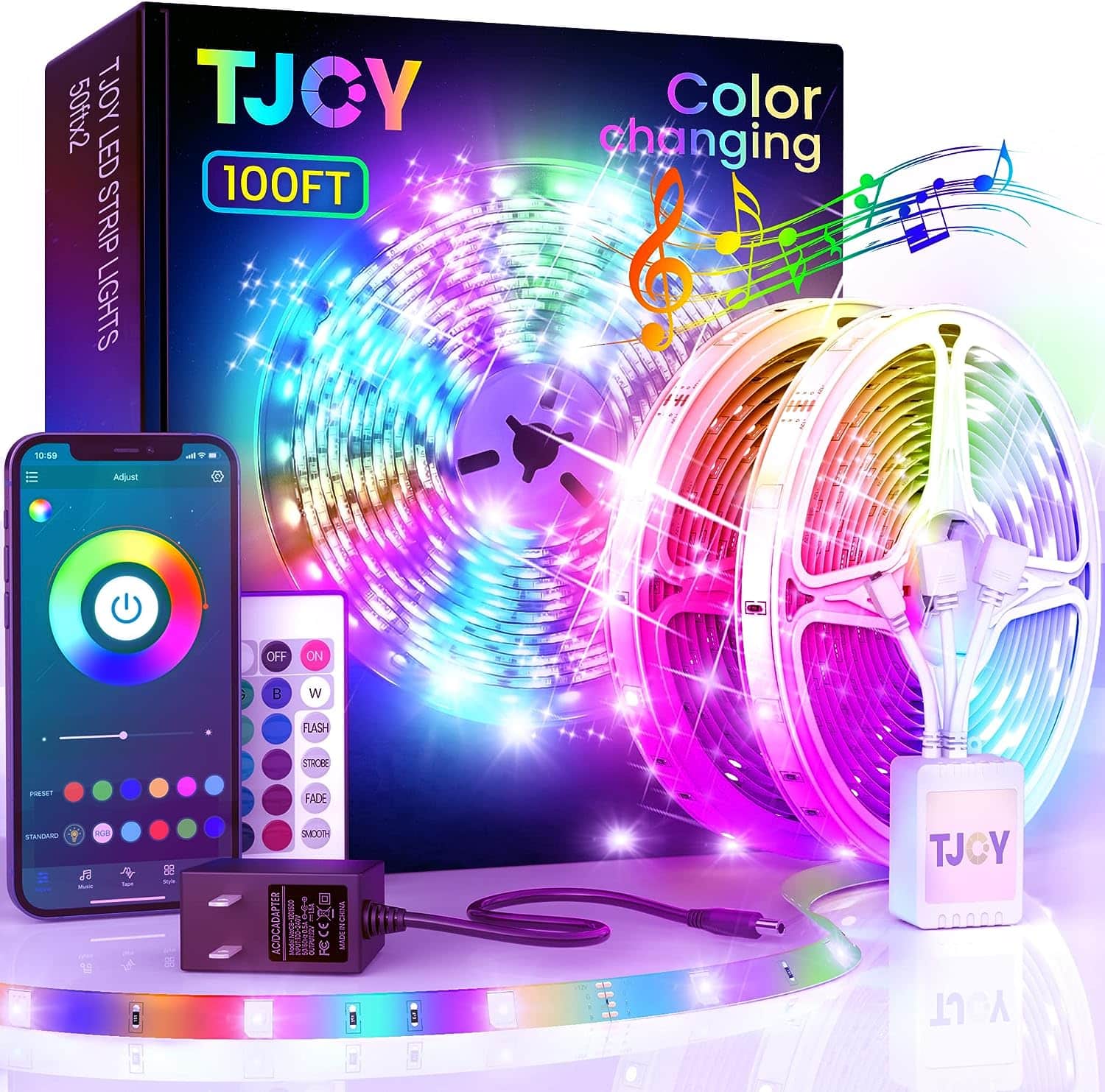Illuminate Your Space with the 100ft Bluetooth LED Strip Lights by TJOY