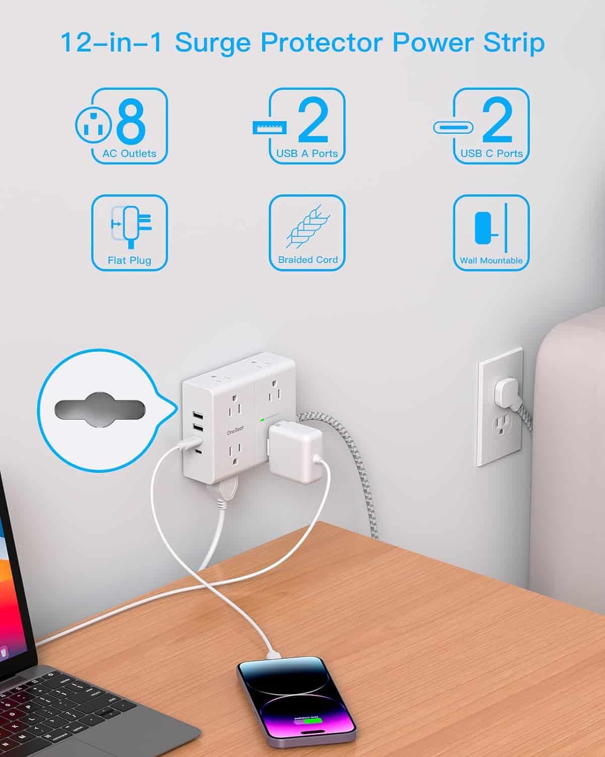 Revolutionary Power Solution: A Comprehensive Review of One Beat's Surge Protector Power Strip with 15 Ft Cord and Multiple Outlets