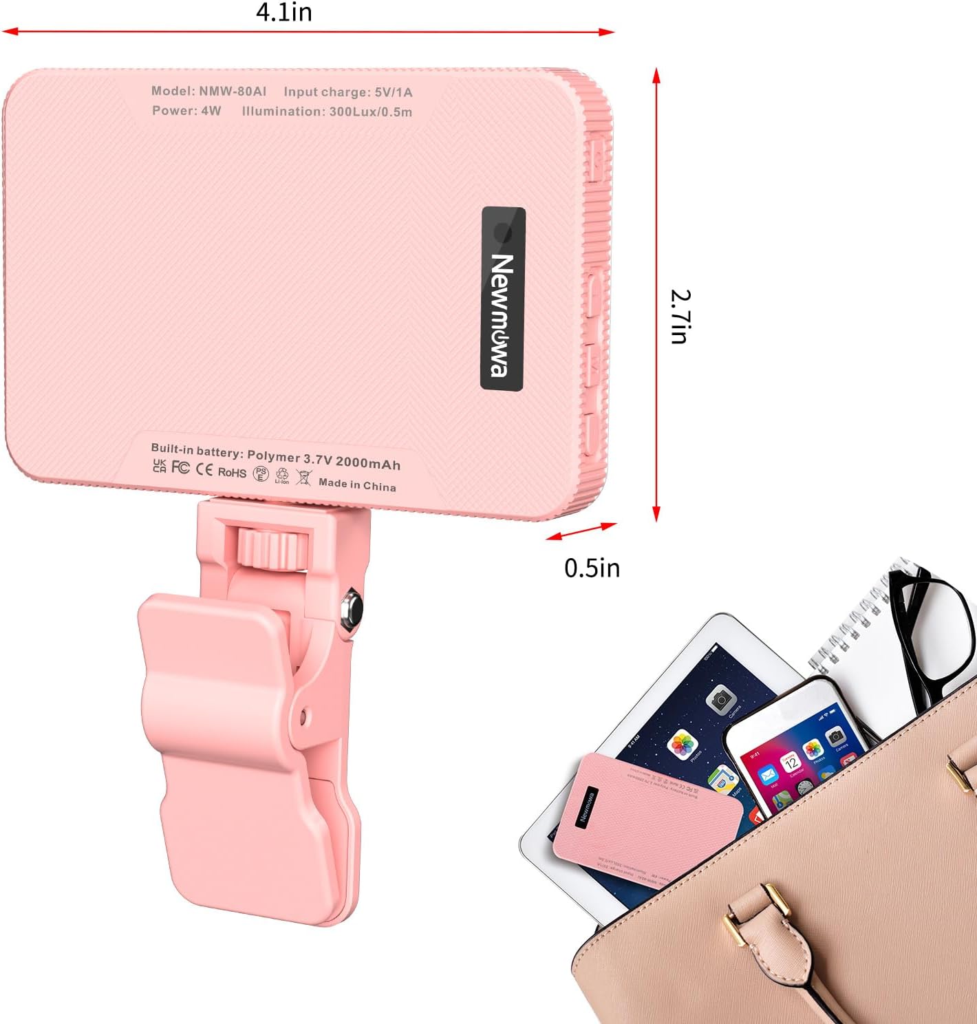 Newmowa Pink Rechargeable Selfie Light: The Perfect Lighting Solution for Your Photos and Videos