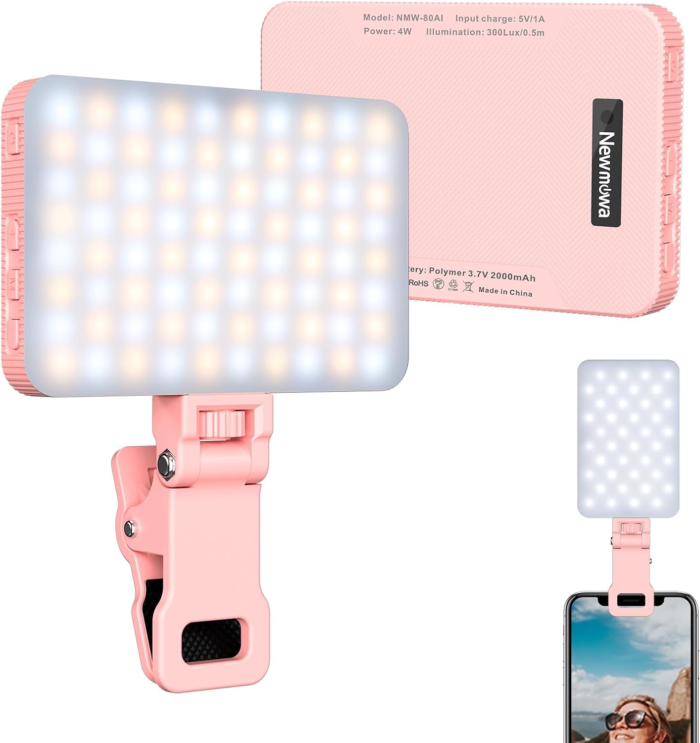 Newmowa Pink Rechargeable Selfie Light: The Perfect Lighting Solution for Your Photos and Videos